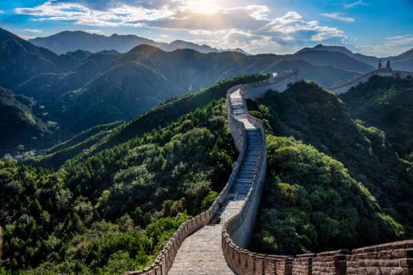 the Great Wall is generally built along an east-to-west line across the historical northern borders of China.